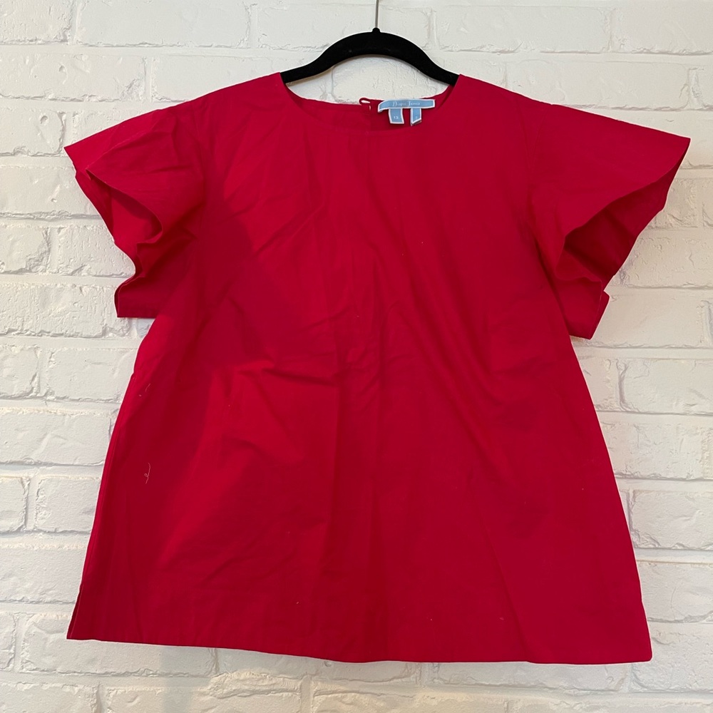 Draper James Red Flutter-sleeve Top, size 12
